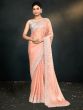 Creamy Peach Satin Silk Saree In Sequins Embroidery