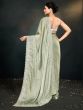 Sage Green Sequins Embroidered Saree In Satin