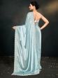 Light Blue Party Wear Satin Silk Saree In Sequins Work