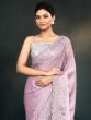 Dusty Purple Sequins Bordered Satin Silk Saree