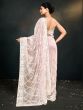 Light Pink Organza Saree In Silver Lace Work