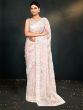 Light Pink Organza Saree In Silver Lace Work