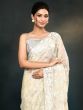 Cream Sequins Work Enhanced Party Wear Saree