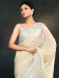 Cream Organza Party Wear Saree In Sequins Work