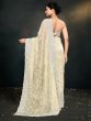 Cream Organza Party Wear Saree In Sequins Work