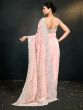 Light Pink Organza Saree In Thread Work Embroidery