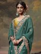 Dark Green Organza Tissue Silk Saree In Sequins Embroidery