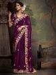 Wine Purple Wedding Zari Work Enhanced Tissue Silk Saree