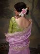 Lilac Zari Embroidered Saree In Tissue Silk