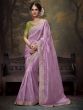 Lilac Zari Embroidered Saree In Tissue Silk