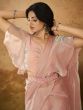 Baby Pink Ruffle Styled Saree In Organza