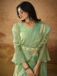 Pista Green Organza Saree In Ruffle Style