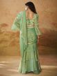 Pista Green Organza Saree In Ruffle Style