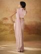 Dusty Pink Pre-Stitched Saree In Organza