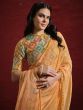 Orange Yellow Organza Saree In Sequins Work