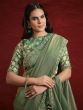 Olive Green Sequins Enhanced Two Tone Silk Saree