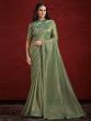 Olive Green Sequins Enhanced Two Tone Silk Saree