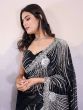 Black Sequins Embellished Saree In Net 