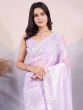 Pink Casual Wear Net Saree In Zari Work