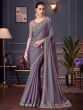 Mauve Chiffon Saree In Stone Embroidered Borders