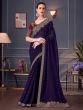 Deep Purple Thread Embellished Saree In Georgette