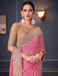 Pink Silk Saree In Heavy Zari Embroidered Borders