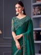 Green Chiffon Party Wear Saree In Thread Work