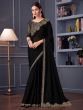 Black Stone Embellished Wedding Saree In Chiffon