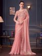 Peach Sequins Enhanced Bordered Saree In Silk