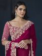 Magenta Bridesmaid Embroidered Saree In Silk