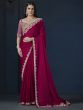 Magenta Bridesmaid Embroidered Saree In Silk