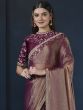 Wine Crepe Saree In Heavy Thread Embroidery