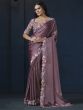 Mauve Heavy Floral Sequins Embroidered Saree