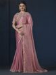 Pink Zari Enhanced Chiffon Saree With Blouse