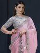 Pink Zari Embellished Bridesmaid Saree In Crepe