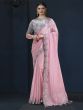 Pink Zari Embellished Bridesmaid Saree In Crepe