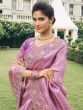 Lilac Banarasi Silk Saree In Zari Eembroidery