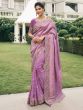 Lilac Banarasi Silk Saree In Zari Eembroidery