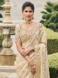 Cream Zari Enhanced Saree In Banarasi Silk