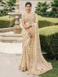 Cream Zari Enhanced Saree In Banarasi Silk