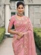 Dusty Pink Sequins Embellished Saree In Silk