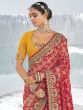 Red Traditional Saree With Embroidered Border