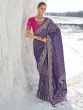 Indigo Blue Georgette Saree In Traditional Print