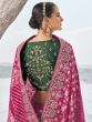 Rani Pink Wedding Saree In Bandhani Print