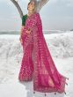 Rani Pink Wedding Saree In Bandhani Print