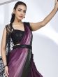 Wine And Black Ombre Shaded Silk Saree