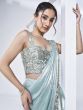 Light Blue Sequins Embellished Saree In Silk