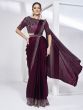 Wine Hand Work Wedding Wear Saree