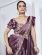 Purple Party Wear Saree In Floral Embroidery