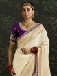 Cream Dola Silk Saree With Woven Pallu